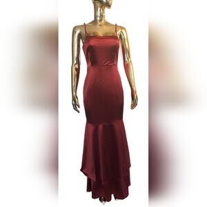 Contemporary Romance Red Satin Mermaid Dress
